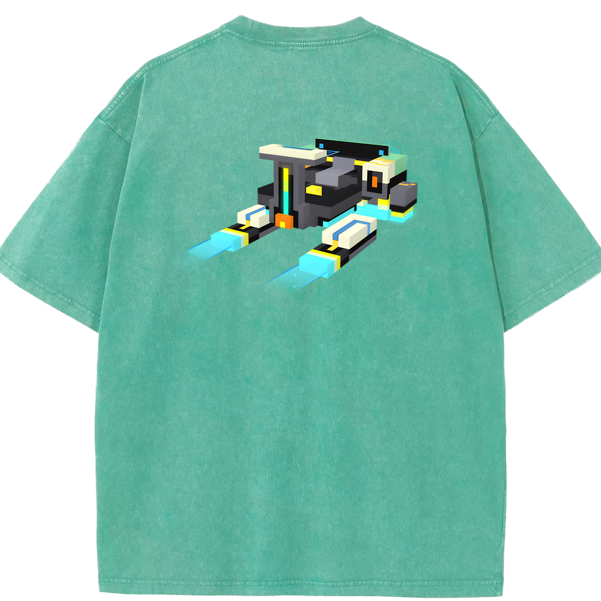 （画像用） マインクラフト ブロックの世界 Minecraft MC Block world 綿100% ヴィンテージ風 半袖Tシャツ（背面プリント）